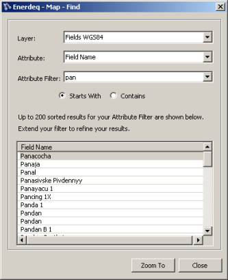 Finding map items using a text search