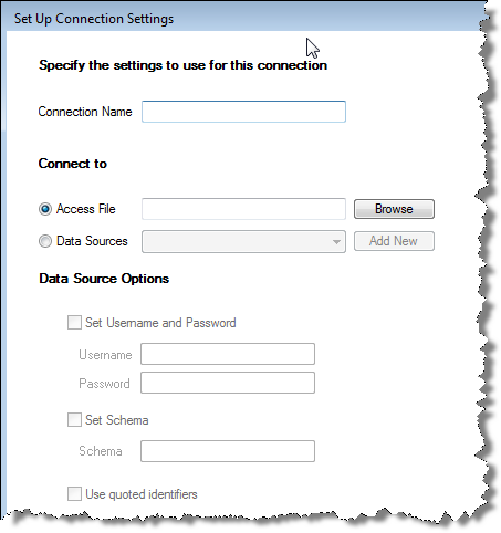 Set up connection settings dialog box