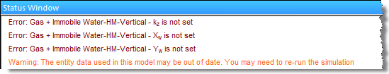 Status Window messages