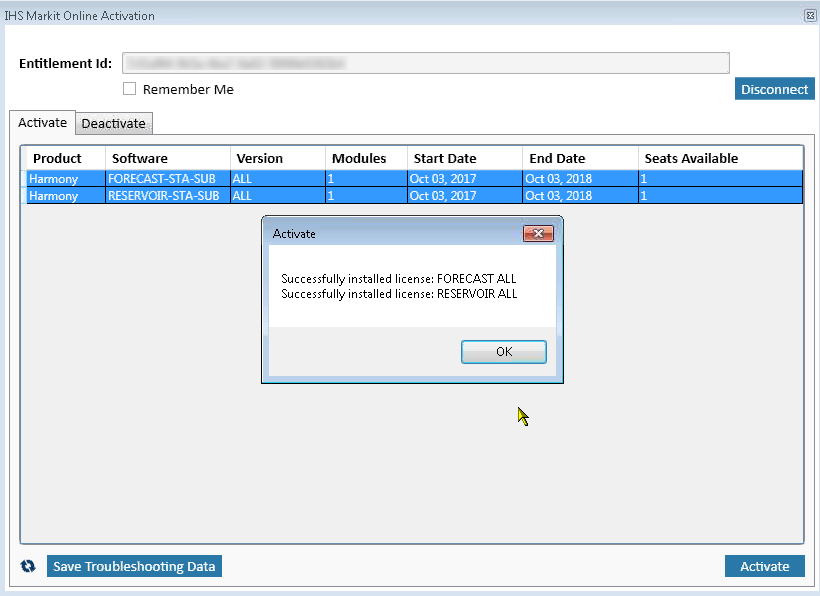 Activating / deactivating licenses