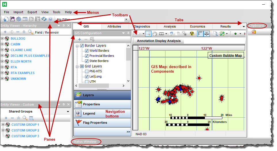 Main elements in the Harmony interface