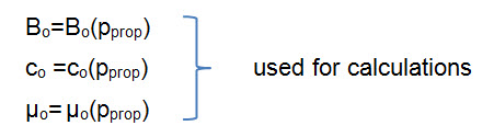 Properties used for calculations