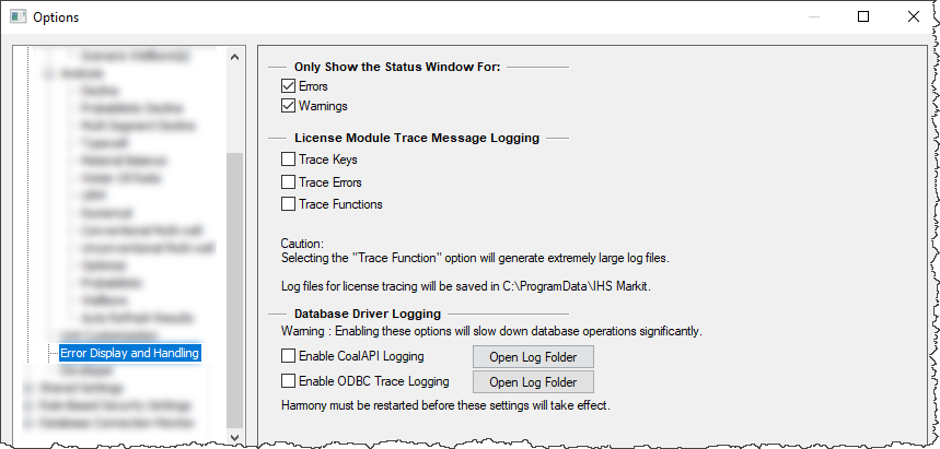 Window Option Dialog Box Options dialog box