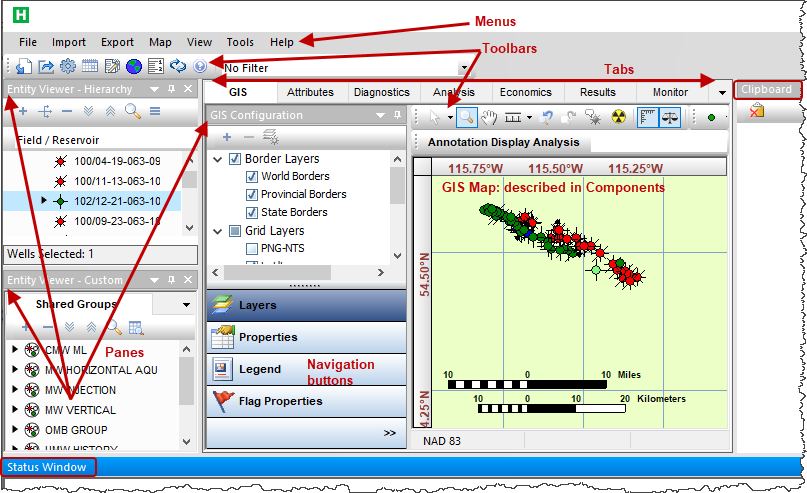 Main elements in the Harmony interface