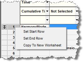 Set start and end rows