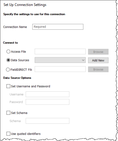 Set up connection settings dialog box