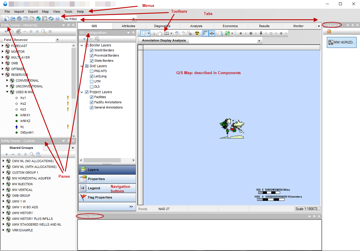 Main elements in the Harmony interface