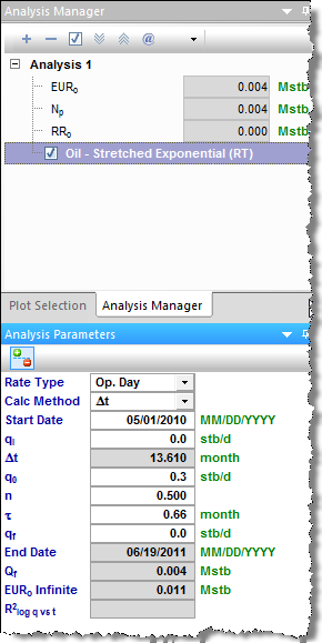 Analysis Parameters pane